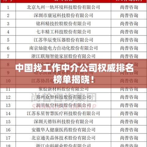 中國(guó)找工作中介公司權(quán)威排名榜單揭曉！