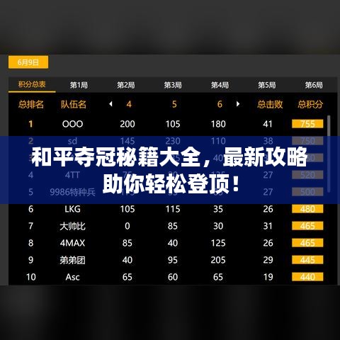 和平奪冠秘籍大全，最新攻略助你輕松登頂！