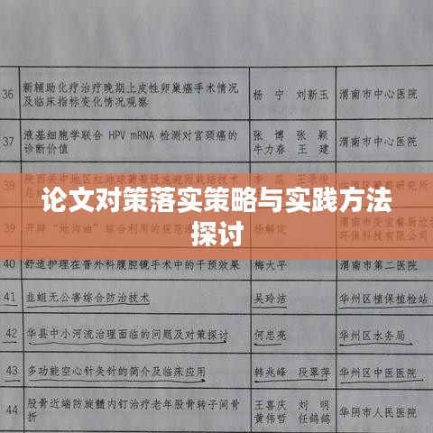 論文對策落實(shí)策略與實(shí)踐方法探討