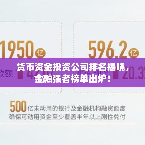 貨幣資金投資公司排名揭曉,金融強者榜單出爐!